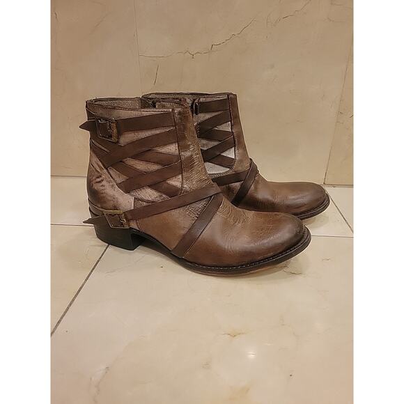 Freebird By Steven Sammi Brown Leather Ankle Boots Size 8 - Picture 1 of 14